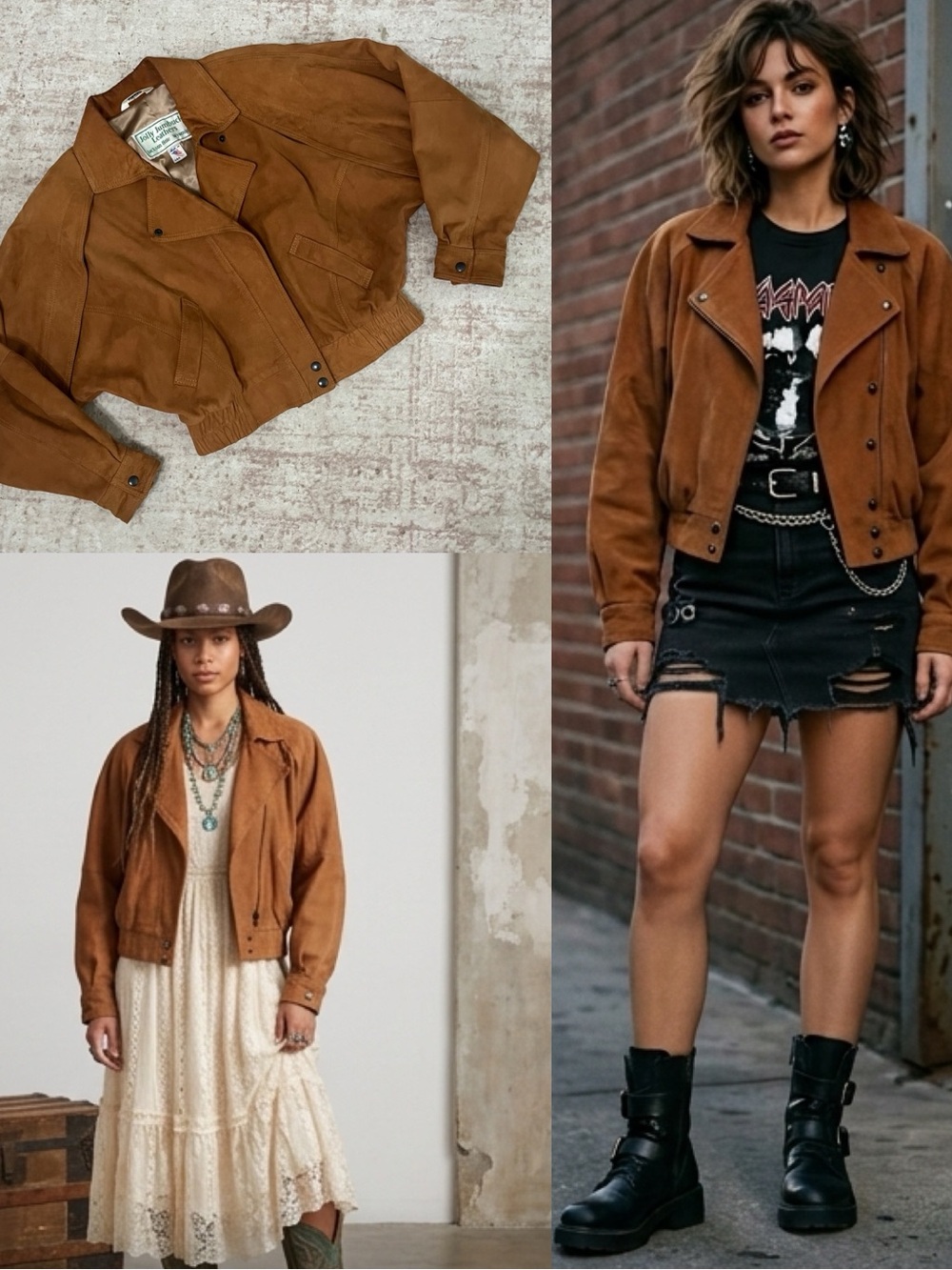 JOLLY LUMBOCK LEATHER American Vintage USA Rust Nubbuck Suede Cropped Jacket S
